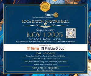 A flyer for the 2025 Boca Raton Mayor's Ball, presented by the development group hoping to redevelop the government campus site. (Facebook)