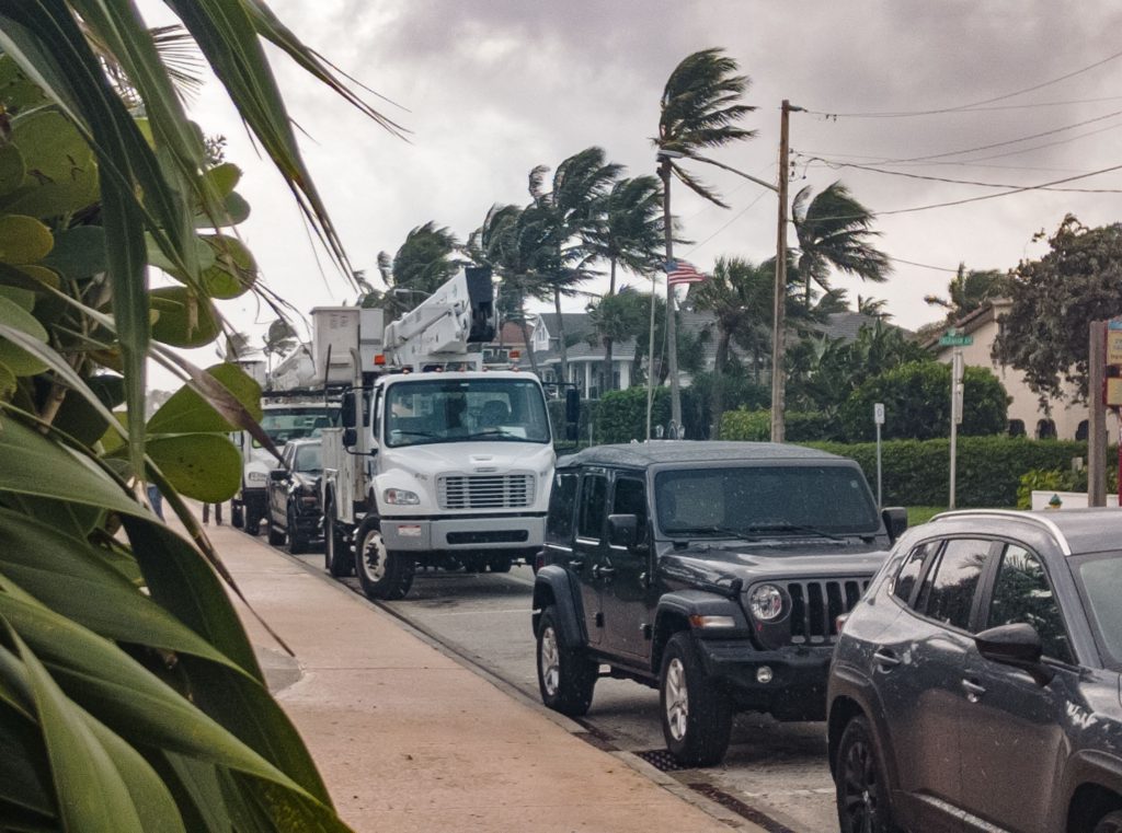 Wind and rough surf whipped up by Hurricane Milton move into Palm Beach and Broward counties in South Florida, Oct. 9, 2024. (Photo: Boca Daily News)