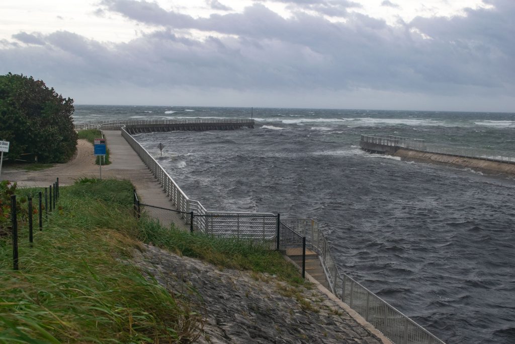 Wind and rough surf whipped up by Hurricane Milton move into Palm Beach and Broward counties in South Florida, Oct. 9, 2024. (Photo: Boca Daily News)