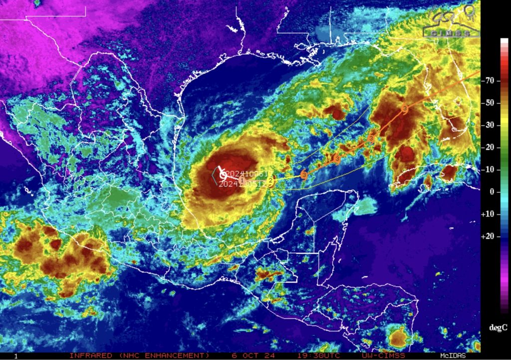 Imagery showing the track of Hurricane Milton, Oct. 6, 2024. (NWS/CIMSS)