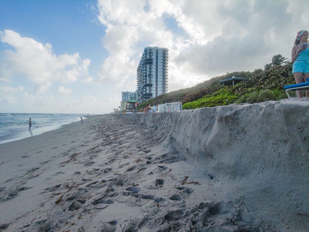 Beach erosion in Boca Raton, FL, Nov. 4, 2024. (Photo: Boca Daily News)