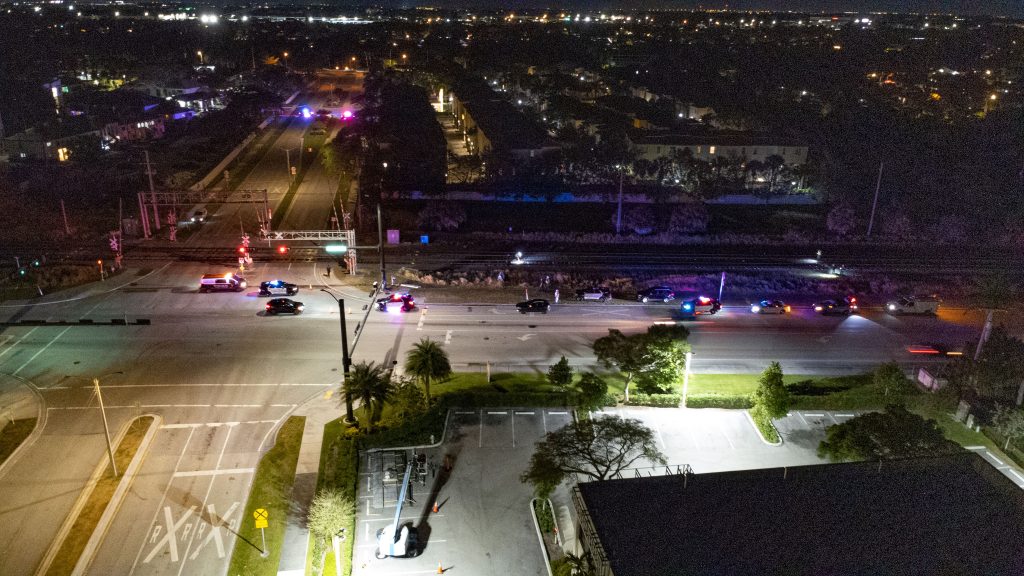 Emergency workers respond to a Brightline train accident at Hidden Valley Road in Boca Raton, Nov. 26, 2024. (Photo: Boca Daily News)