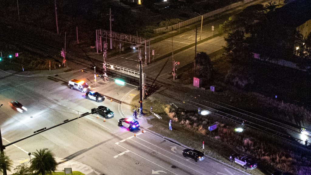 Emergency workers respond to a Brightline train accident at Hidden Valley Road in Boca Raton, Nov. 26, 2024. (Photo: Boca Daily News)