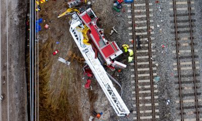 The scene of a colission involving a Brightline train and a Delray Beach Fire-Rescue truck, Dec. 28, 2024. (Photo: Boca Daily News)