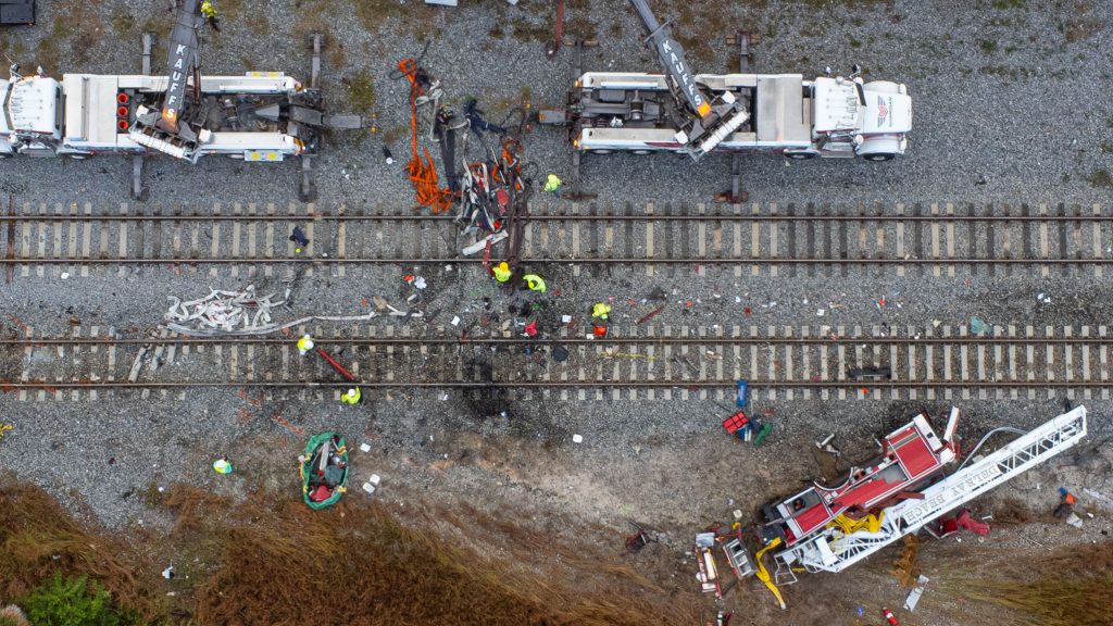 The scene of a colission involving a Brightline train and a Delray Beach Fire-Rescue truck, Dec. 28, 2024. (Photo: Boca Daily News)