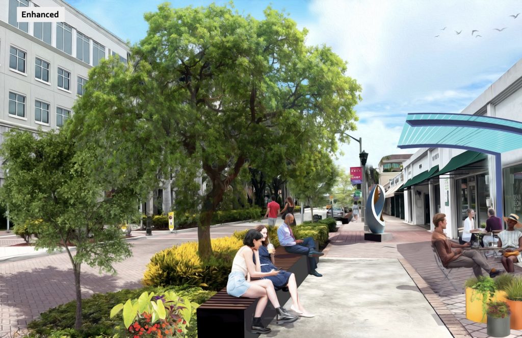 The 'enhanced' concept for Palmetto Park Road in downtown Boca Raton, FL. (Credit: Planning Document)