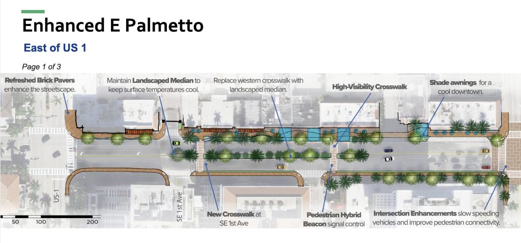 The 'enhanced' concept for Palmetto Park Road in downtown Boca Raton, FL. (Credit: Planning Document)