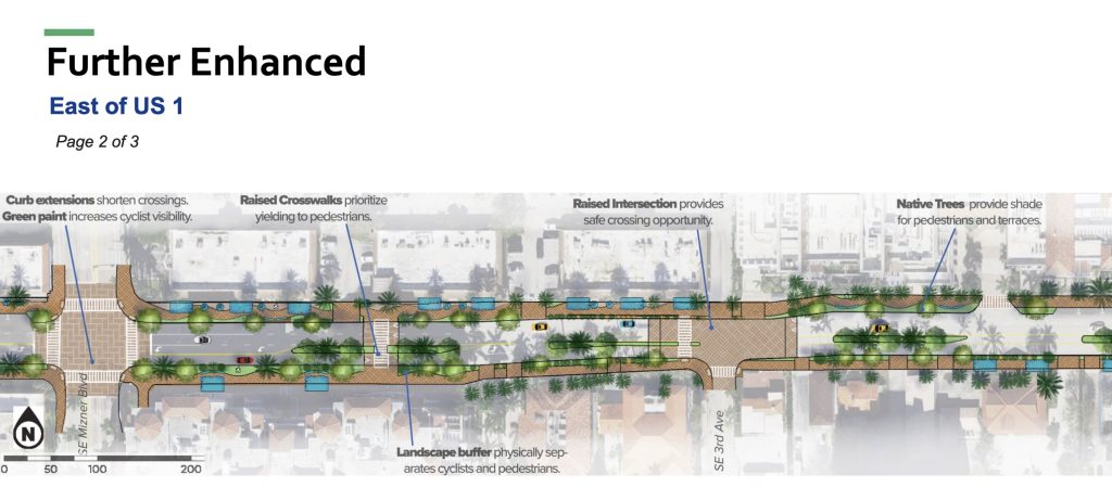 The 'further enhanced' concept for Palmetto Park Road in downtown Boca Raton, FL. (Credit: Planning Document)