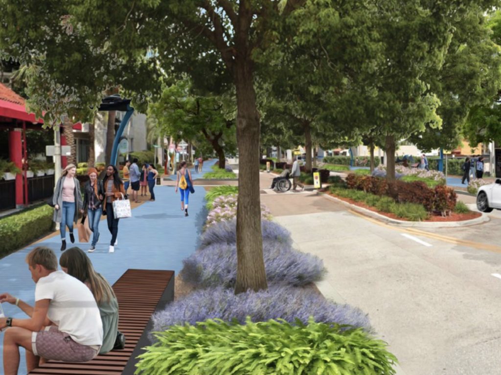 The 'pedestrian realm' concept for Palmetto Park Road in downtown Boca Raton, FL. (Credit: Planning Document)