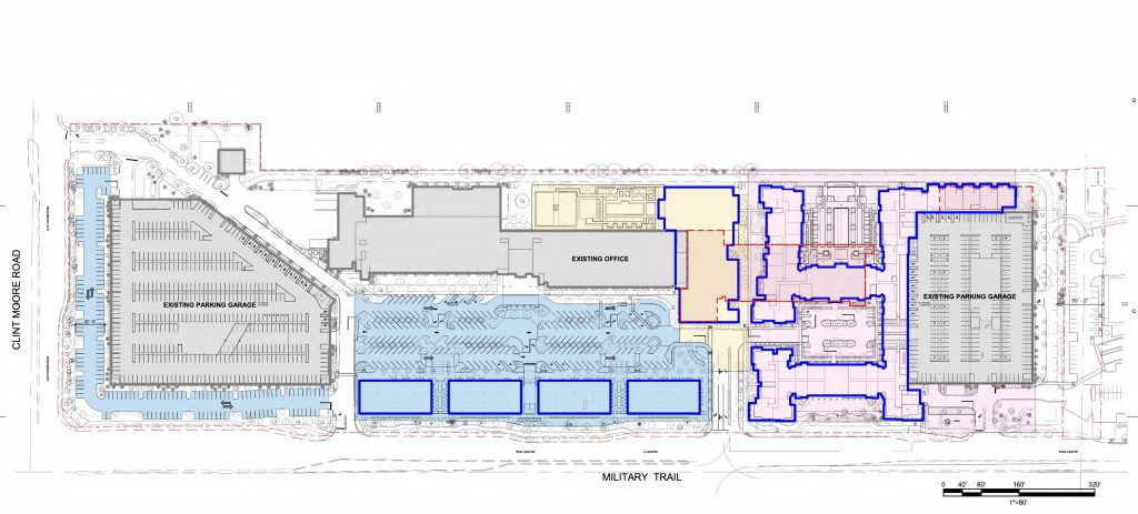 Renderings of the redevelopment plans for the Office Depot corporate headquarters building Boca Raton, FL, Jan. 2025. (Credit: Planning Document)