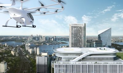 A notional 'vertiport' and electric aircraft. (Courtesy: FAA/Volocopter)