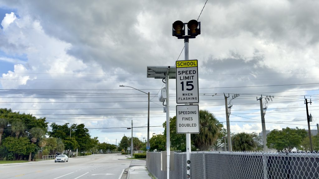 A speed camera set up near Boca Raton Community High School, Sept. 2, 2025. (Photo: Boca Daily News)
