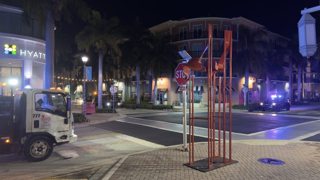 FDOT contractors remove a rainbow-colored 'Pride Intersection' in Delray Beach, Fla., Sept. 10, 2025. (Photo: Boca Daily News)