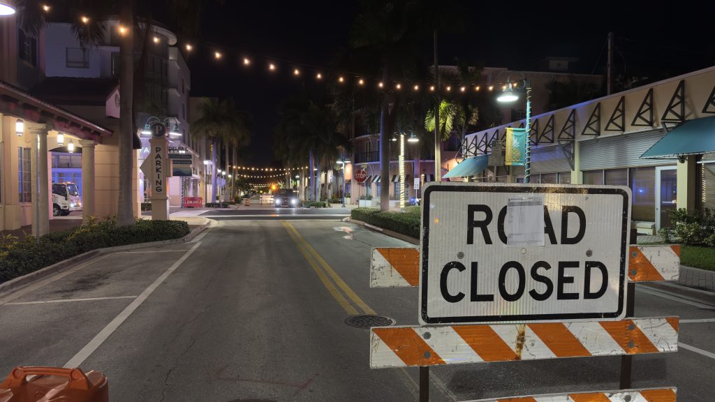 FDOT contractors remove a rainbow-colored 'Pride Intersection' in Delray Beach, Fla., Sept. 10, 2025. (Photo: Boca Daily News)