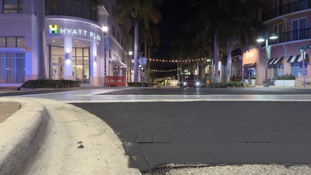 FDOT contractors remove a rainbow-colored 'Pride Intersection' in Delray Beach, Fla., Sept. 10, 2025. (Photo: Boca Daily News)