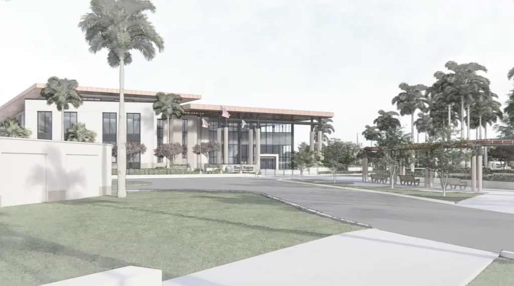 Renderings of a potential new police headquarters building off Spanish River Boulevard in Boca Raton, FL, Sept. 2025. (Planning Document)