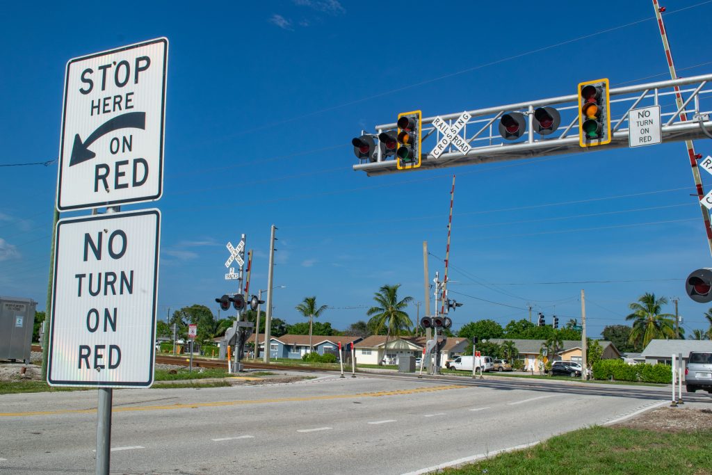 The NW 28th Street railroad crossing in Boca Raton at the FEC (Brightline) tracks, due to be shut down. (Photo: Boca Daily News)