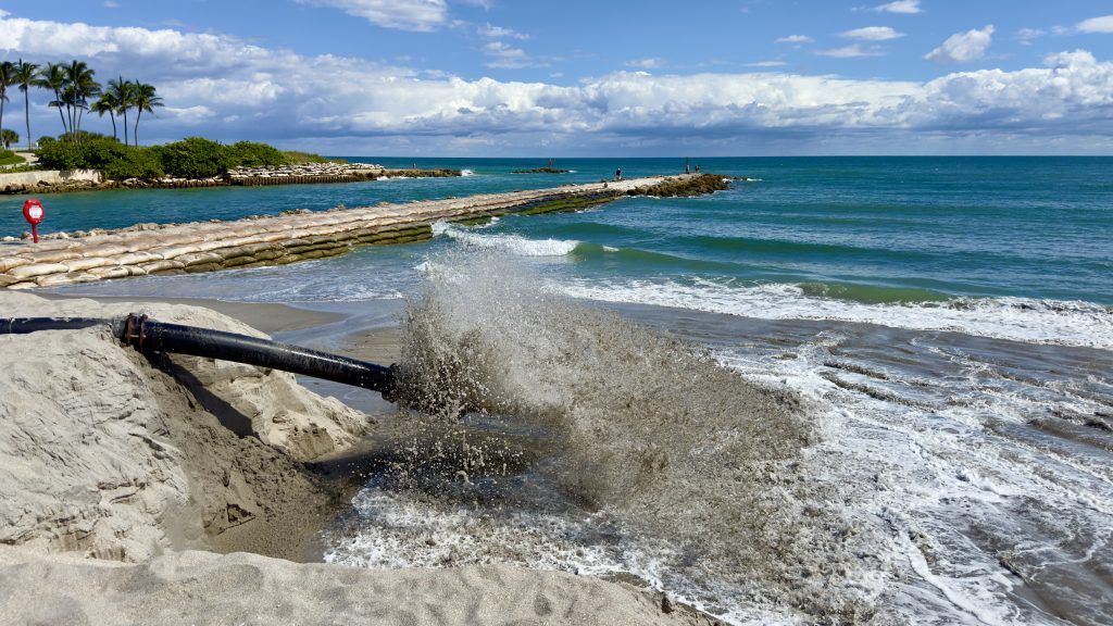 Boca Raton Inlet is dredged after shoaling, Oct. 2025. (Photo: Boca Daily News)