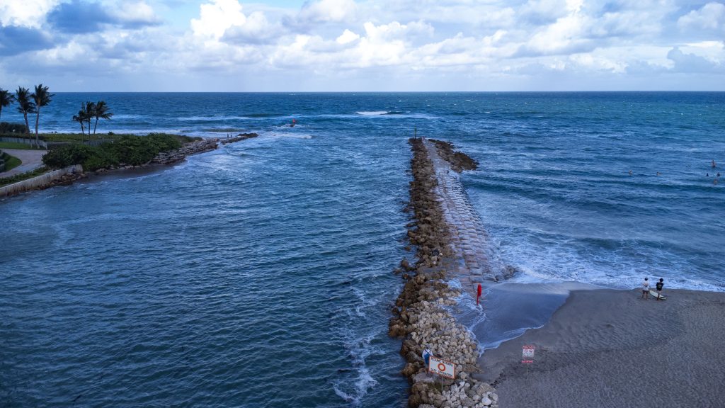 Heavy surf being produced by a tropical disturbance off South Florida, Oct. 2, 2025. (Photo: Boca Daily News)