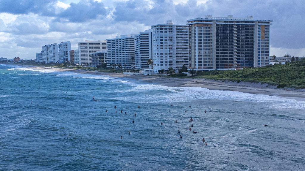 Heavy surf being produced by a tropical disturbance off South Florida, Oct. 2, 2025. (Photo: Boca Daily News)
