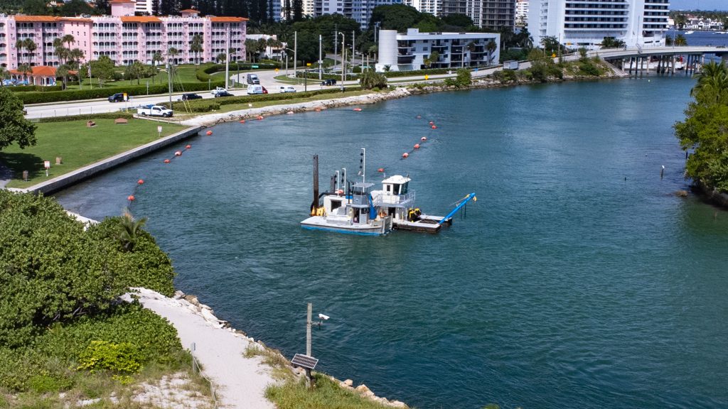 Boca Raton Inlet is dredged after shoaling, Oct. 2025. (Photo: Boca Daily News)