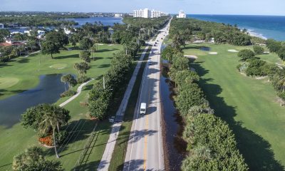 Flooding along North Ocean Boulevard (A1A) and the Alan C. Alford Red Reef Family Golf Course, Oct. 28, 2025. (Photo: Boca Daily News)