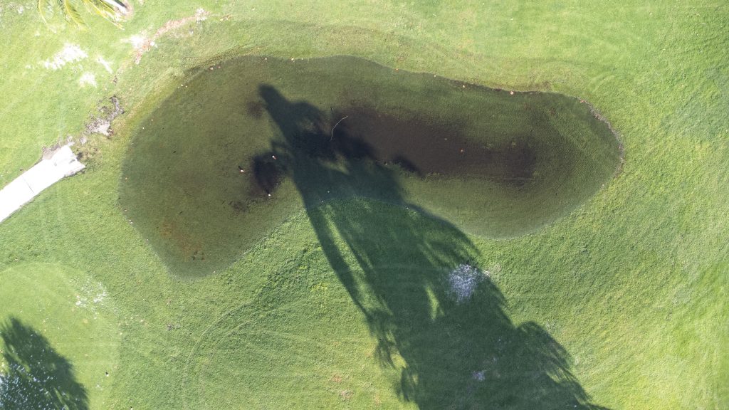 Flooding along North Ocean Boulevard (A1A) and the Alan C. Alford Red Reef Family Golf Course, Oct. 28, 2025. (Photo: Boca Daily News)