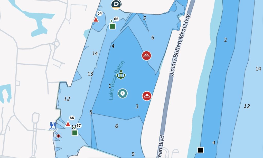 A chart showing the Lake Boca anchorage. (Credit: Argo Nav)