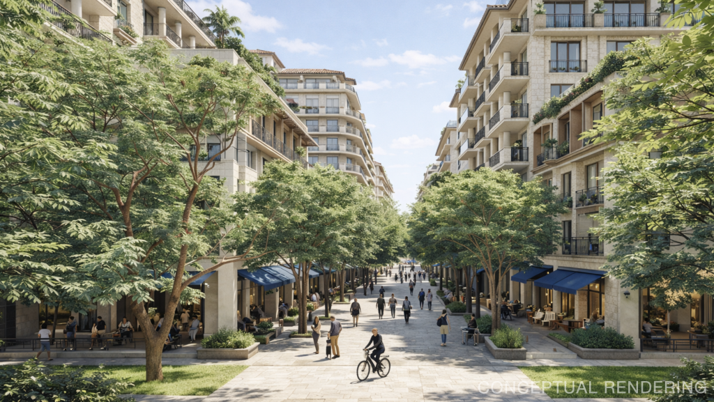 Residential space (rendering) at the proposed 'One Boca' area. (Credit: One Boca/ Terra-Frisbie)