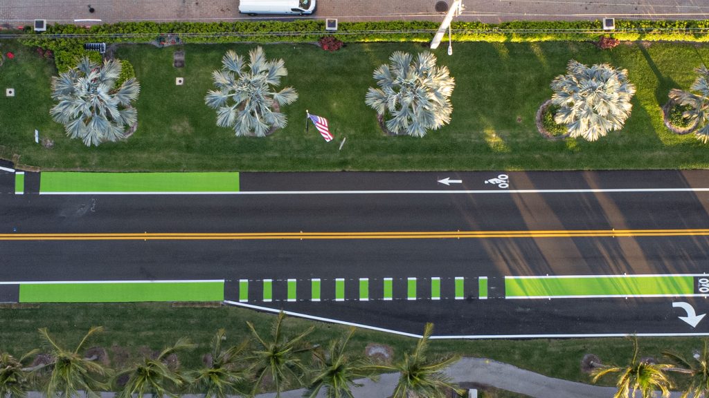 The completed upgrade of A1A in Highland Beach, FL, consisting of widening, repavement, and the installation of bike lanes. (Photo: Boca Daily News)