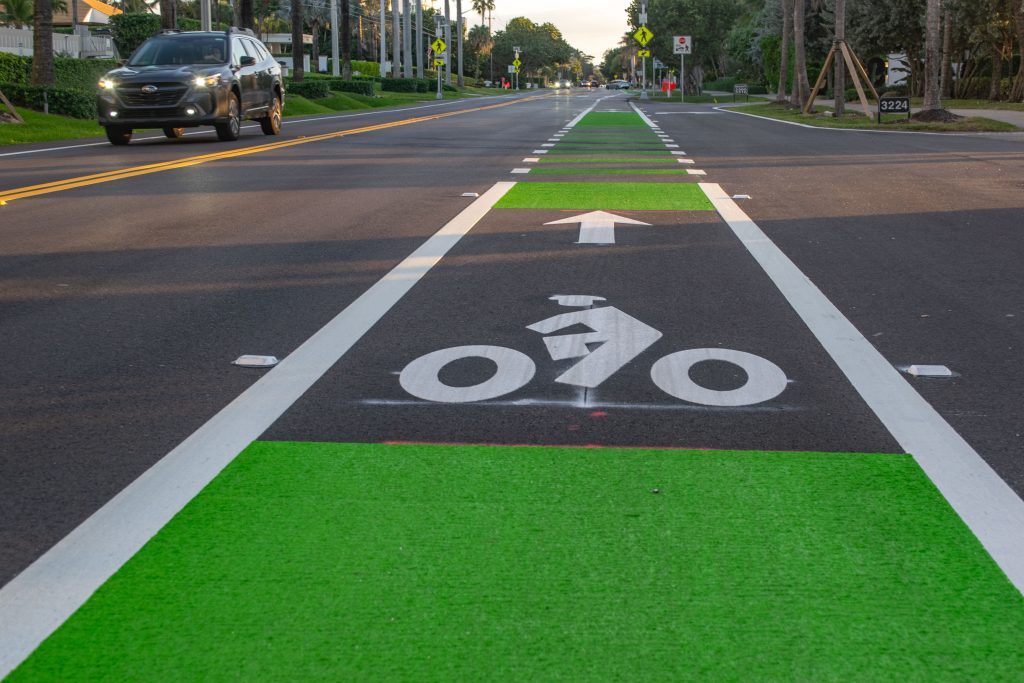 The completed upgrade of A1A in Highland Beach, FL, consisting of widening, repavement, and the installation of bike lanes. (Photo: Boca Daily News)