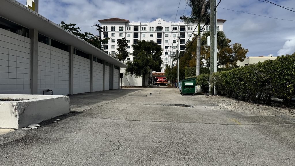 A ground view of the streets and alleyways to be vacated for the 'Mr. C' residences in Boca Raton, FL, Feb. 2026. (Photo: Boca Daily News)