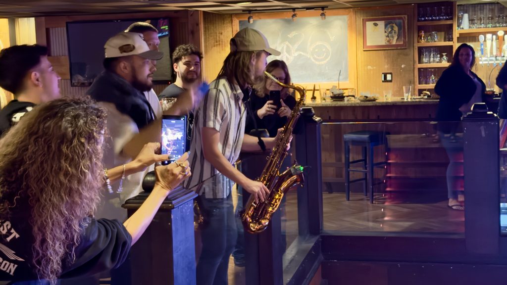 Shorty Long and the Jersey Horns performs at the Biergarten in Boca Raton, Sunday, Feb. 22, 2026. (Photo: Boca Daily News)