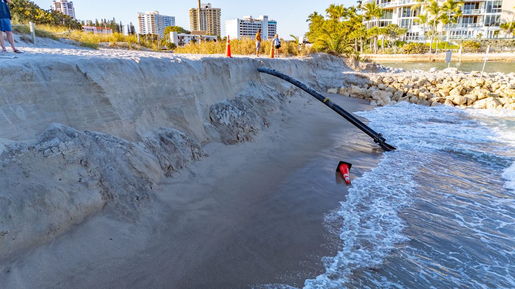 'Cliffs' formed at Boca Raton's South Inlet beach from weather fronts that produced erosion, Feb. 2026. (Photo: Boca Daily News)