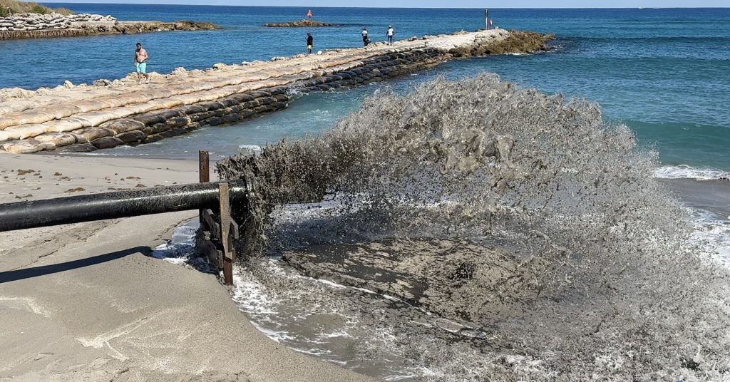 Dredging and beach restoration in Boca Raton, FL at South Inlet Beach, March 1, 2026. (Photo: Boca Daily News)