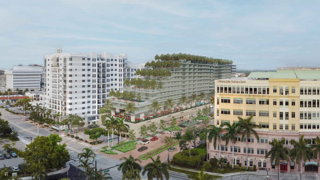 A rendering of the proposed Mizner Plaza hotel property. (Planning Document)