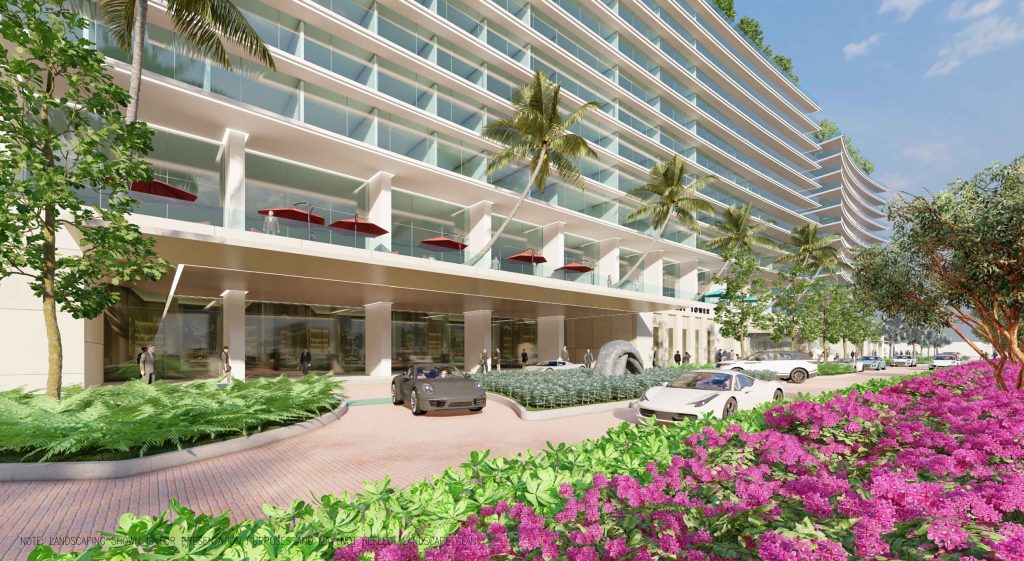 A rendering of the proposed Mizner Plaza hotel property. (Planning Document)