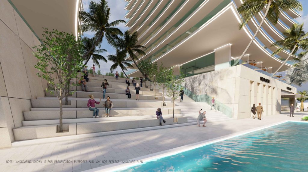 A rendering of the proposed Mizner Plaza hotel property. (Planning Document)
