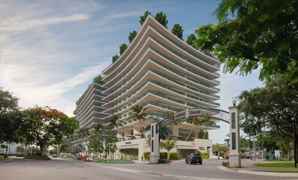 A rendering of the proposed Mizner Plaza hotel property. (Planning Document)