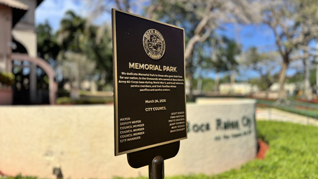 A plaque placed by the outgoing city council in 2026, ordered removed by the newly-elected council members the following week. (Photo: Boca Daily News)