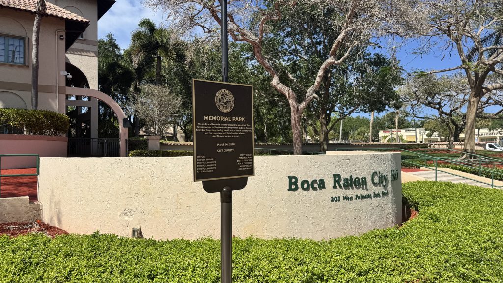 A plaque placed by the outgoing city council in 2026, ordered removed by the newly-elected council members the following week. (Photo: Boca Daily News)