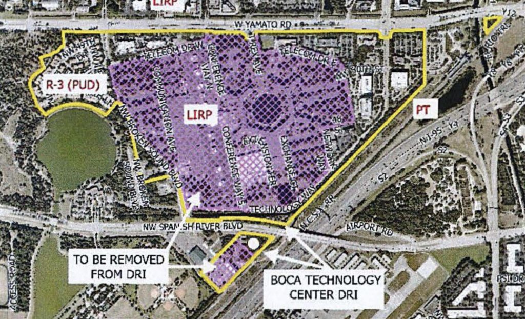 The area shaded in purple reflects the property that would have its 'DRI' designation removed had a request from BRIC's owners passed the city council. (Planning Document)