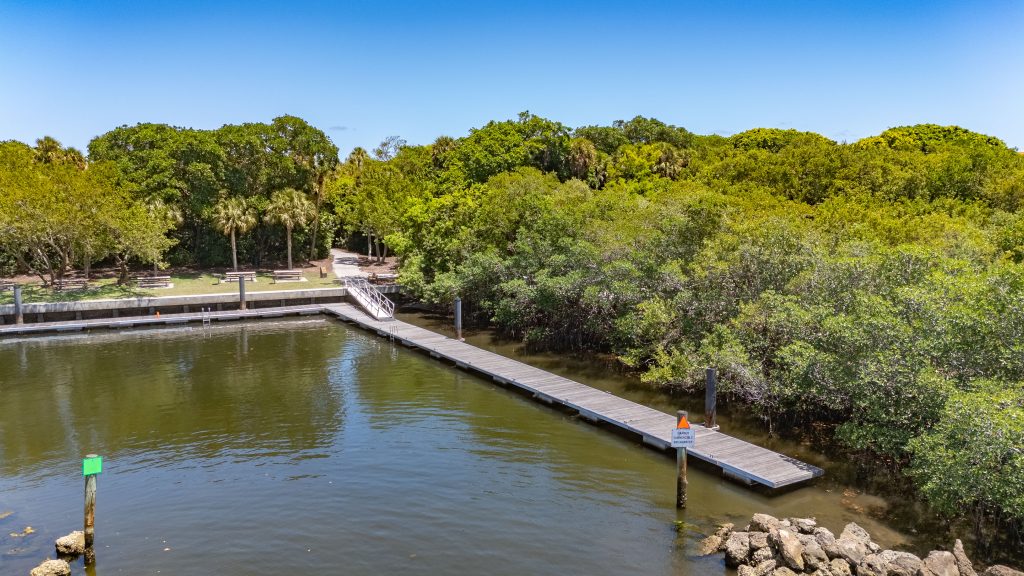 The seven-slip dock along the ICW at Spanish River Park, Boca Raton, FL, May 2026. (Photo: Boca Daily News)