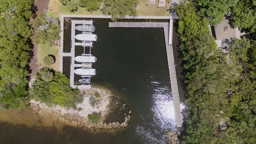 The seven-slip dock along the ICW at Spanish River Park, Boca Raton, FL, May 2026. (Photo: Boca Daily News)