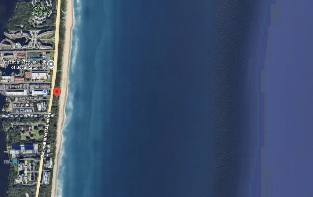 The approximate area of the 2500 block of N. Ocean Boulevard (A1A) where the body was located. (Google Earth)