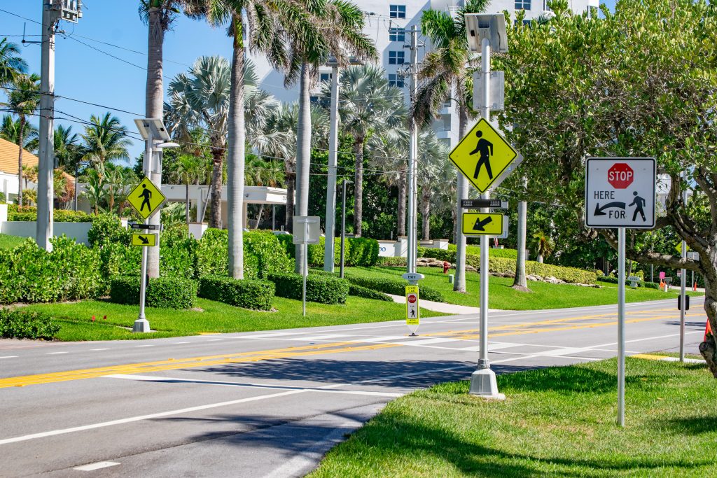 The future location of in-road embedded LED lights in Highland Beach along A1A. (Photo: Boca Daily News)