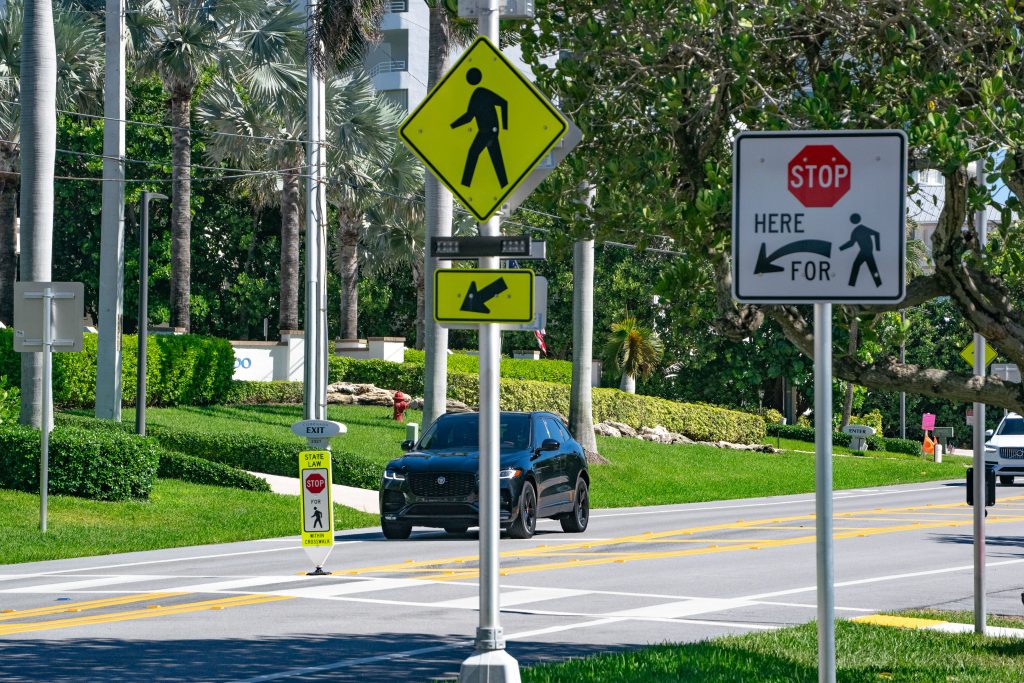 The future location of in-road embedded LED lights in Highland Beach along A1A. (Photo: Boca Daily News)