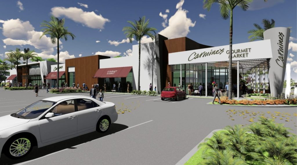 A rendering of the future Carmine's market and restaurant at Glades Station in Boca Raton, FL. (Credit: Investments Limited)
