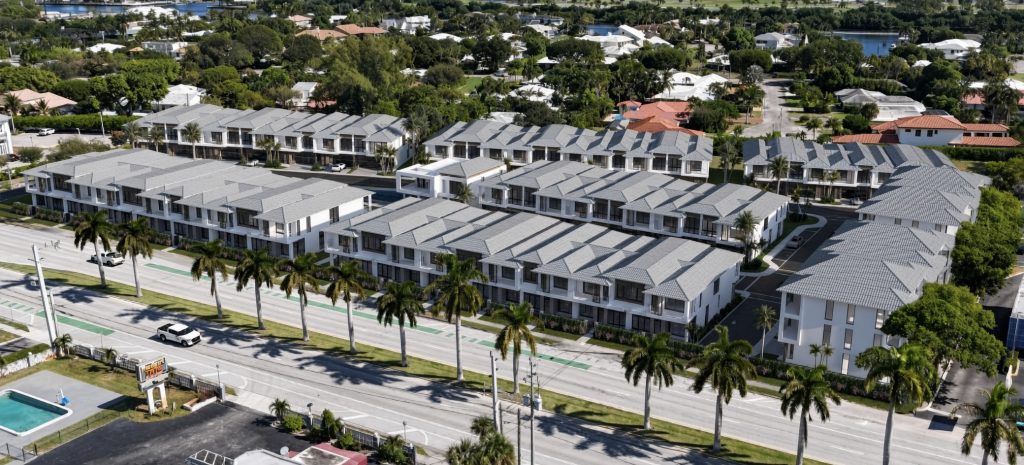 A new 47-unit development in a triangular parcel between Delray Beach and the Town of Gulf Stream along Federal Highway. (Planning Document)