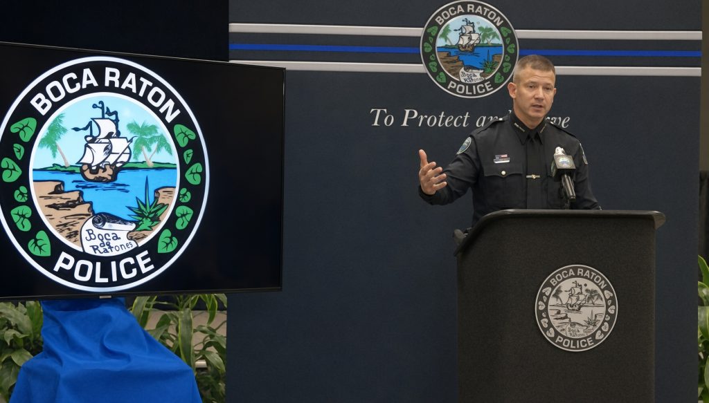 Boca Raton Police Chief Jarad Phelps addresses the media, Oct. 5, 2026. (Photo: Boca Daily News)